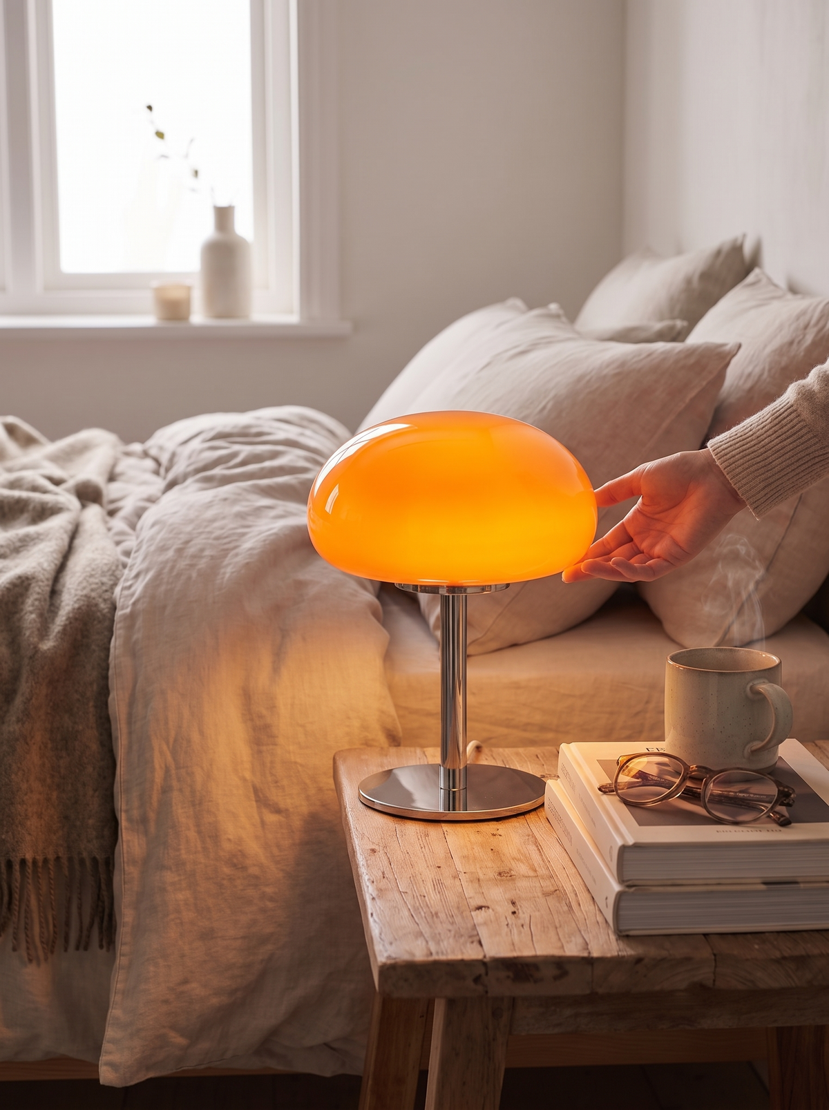 Zephyr Frosted Glass Mushroom Dome Table Lamp lifestyle image 1