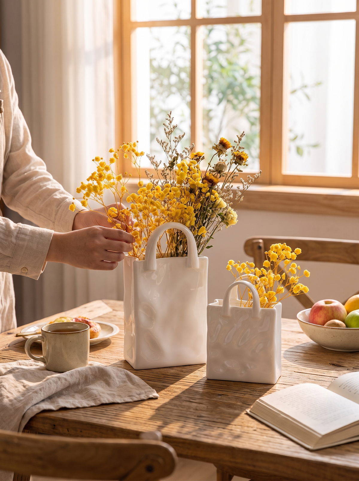 Clarice Ceramic Handbag Vase, Sculptural Purse Vase lifestyle image 3