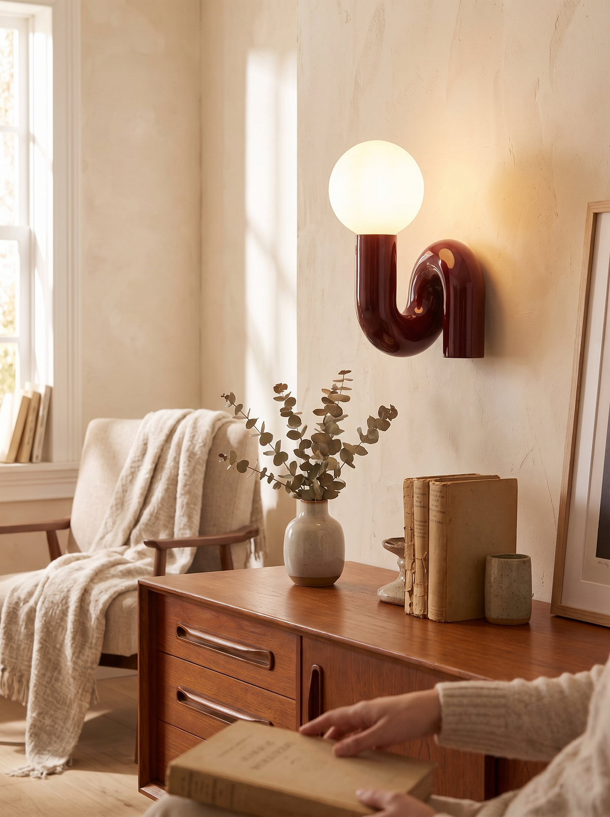 Orbis Sculptural Bronze Base Globe Table Lamp lifestyle image 1