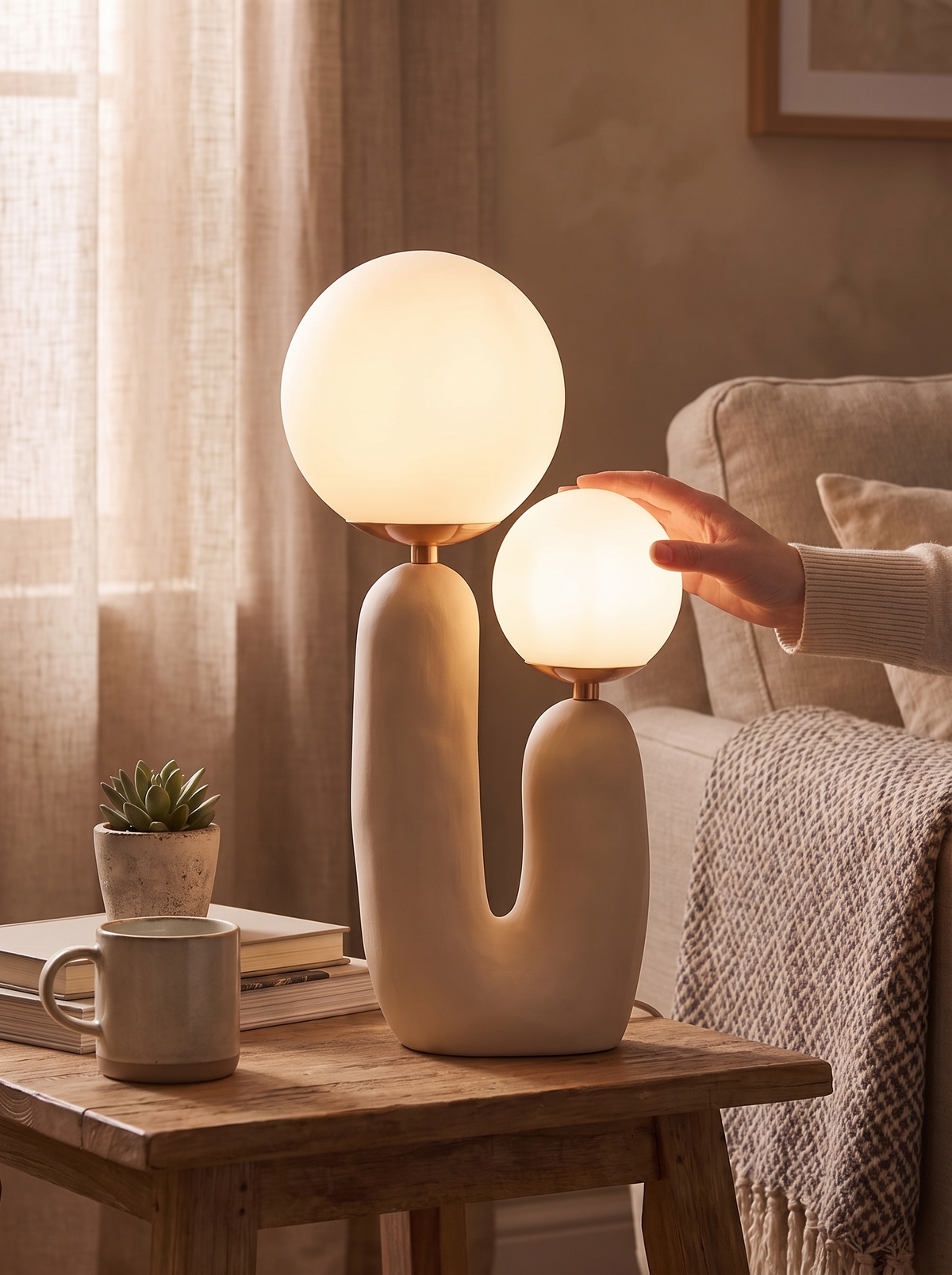 Ambra Dual Globe Table Lamp with Resin Base lifestyle image 1