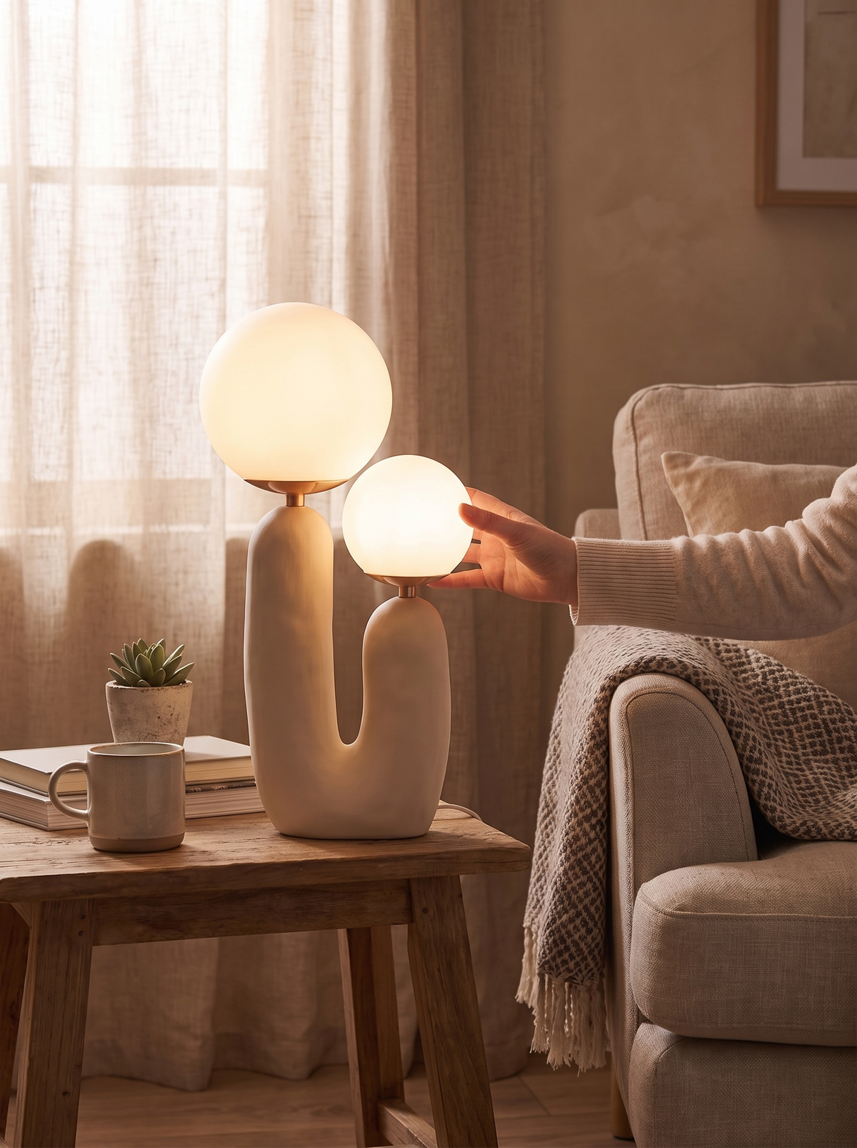 Ambra Dual Globe Table Lamp with Resin Base lifestyle image 3
