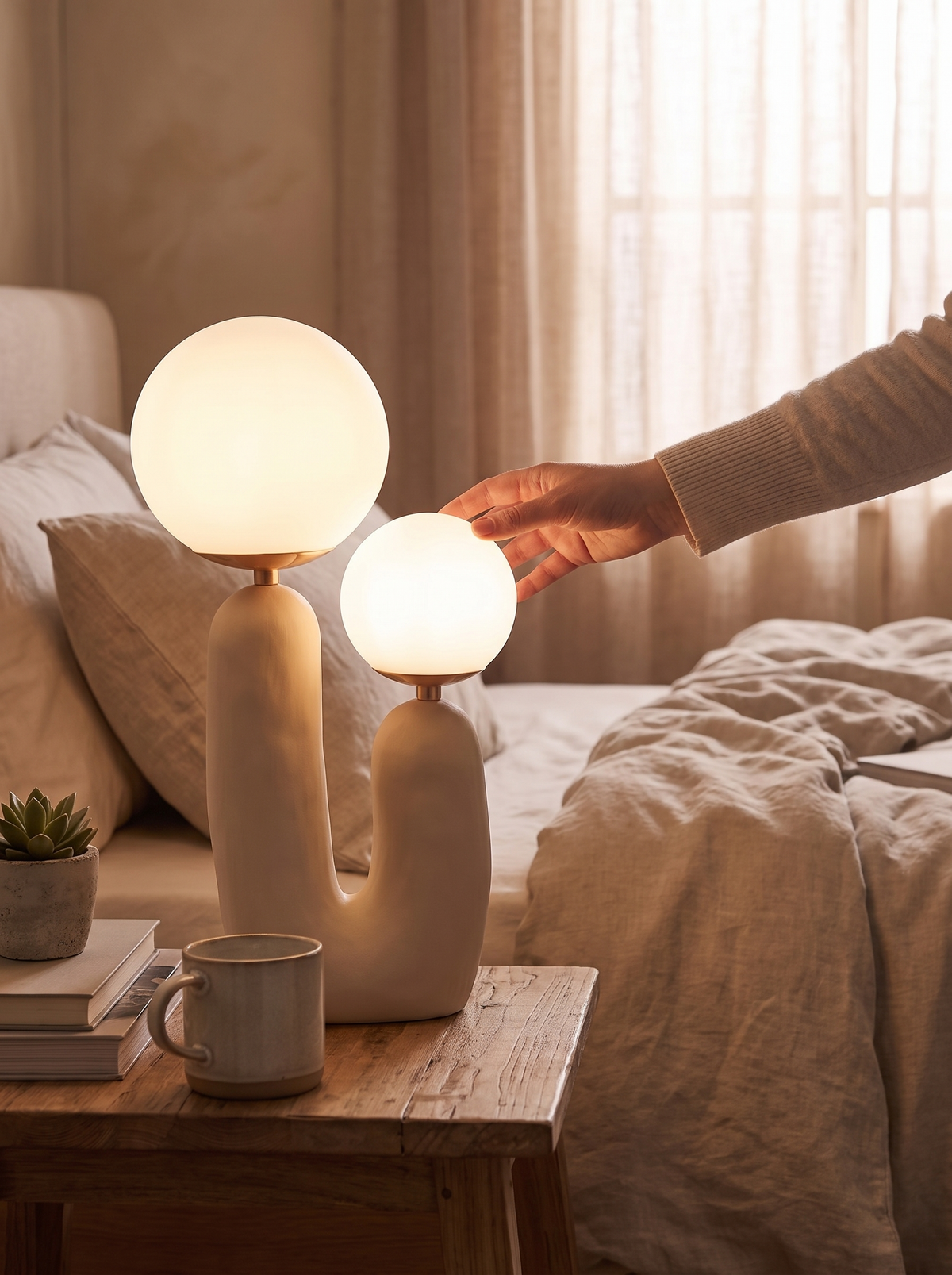 Ambra Dual Globe Table Lamp with Resin Base lifestyle image 2