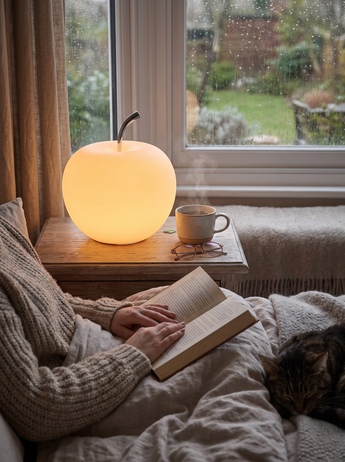 Glowing LED Touch Apple Lamp, Frosted Glass Night Light lifestyle image 3