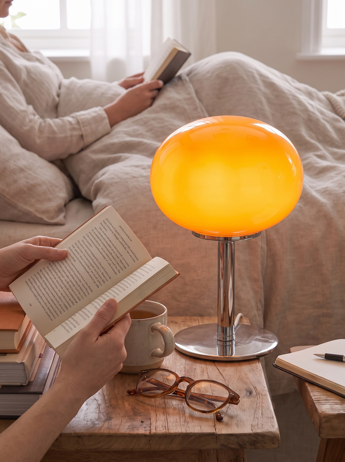 Nimbus Oval Bedside LED Lamp with USB Charging Port lifestyle image 1