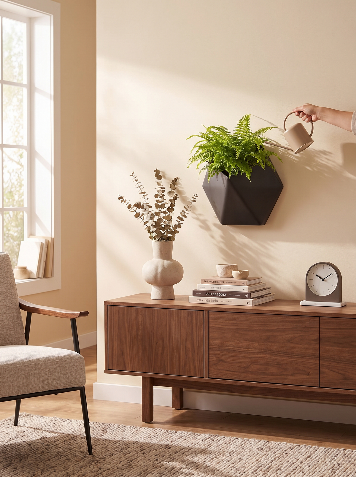 Vertex Hexagonal Metal Wall Planters, Geometric Pair lifestyle image 3