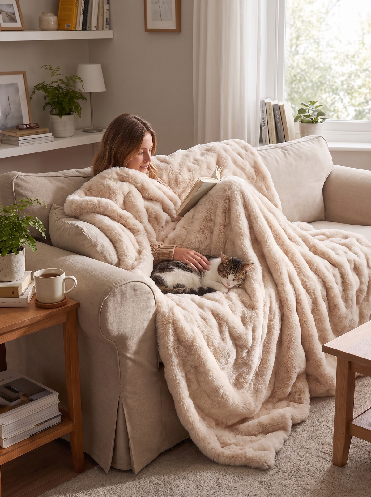 Everly Plush Sherpa Soft Throw Blanket for Bed & Sofa lifestyle image 1