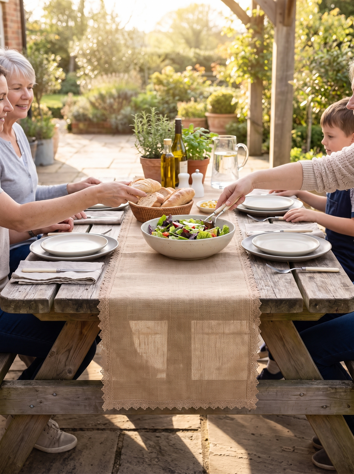 Rhoswen Linen Table Runners with Loop Fringe lifestyle image 2