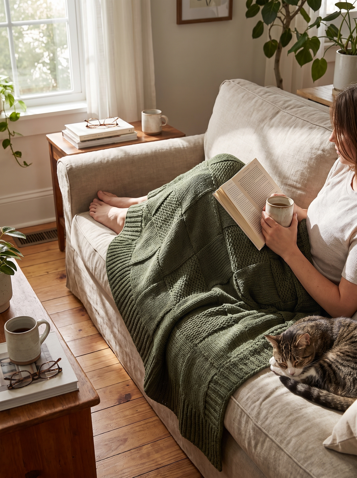 Huxley Chunky Knit Soft Throw Blanket lifestyle image 1