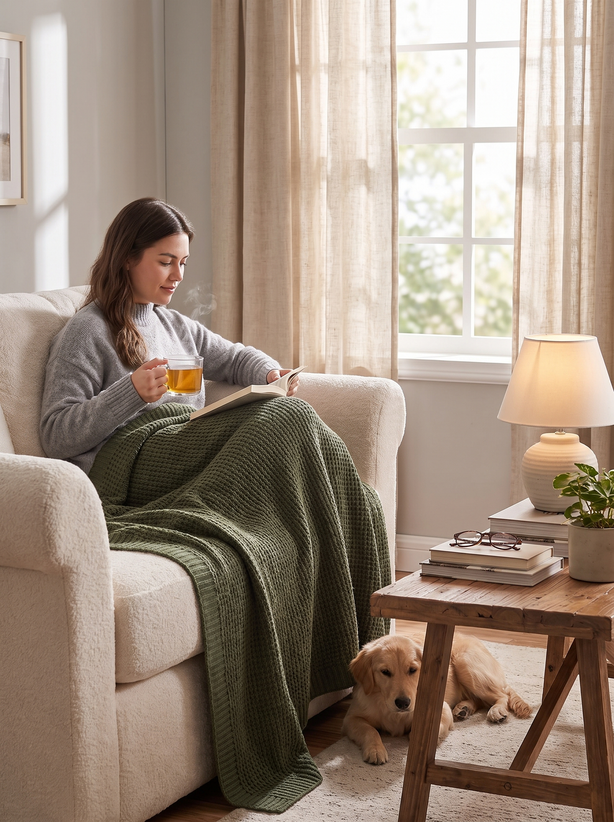 Huxley Chunky Knit Soft Throw Blanket lifestyle image 2