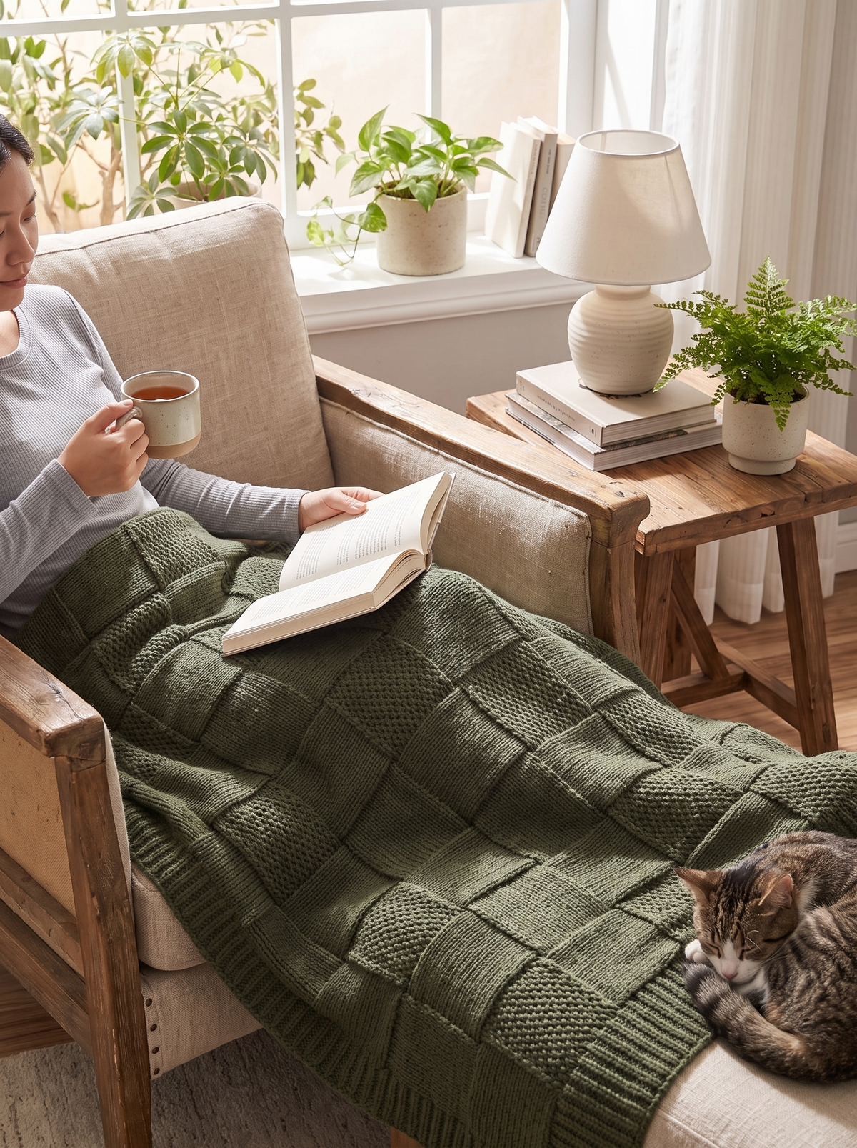 Huxley Chunky Knit Soft Throw Blanket lifestyle image 3