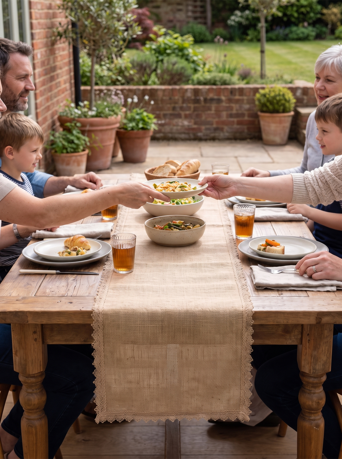 Rhoswen Linen Table Runners with Loop Fringe lifestyle image 3
