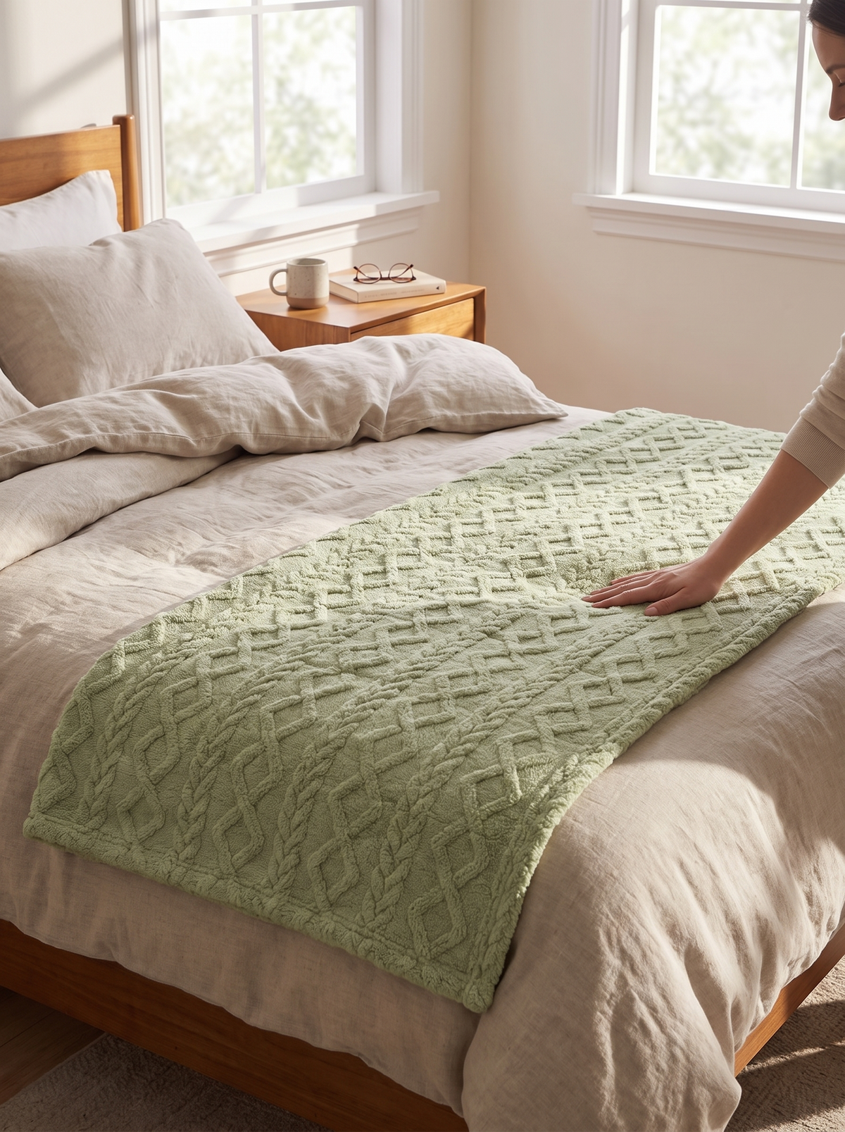 Solara Quilted Fleece Soft Throw Blanket lifestyle image 1