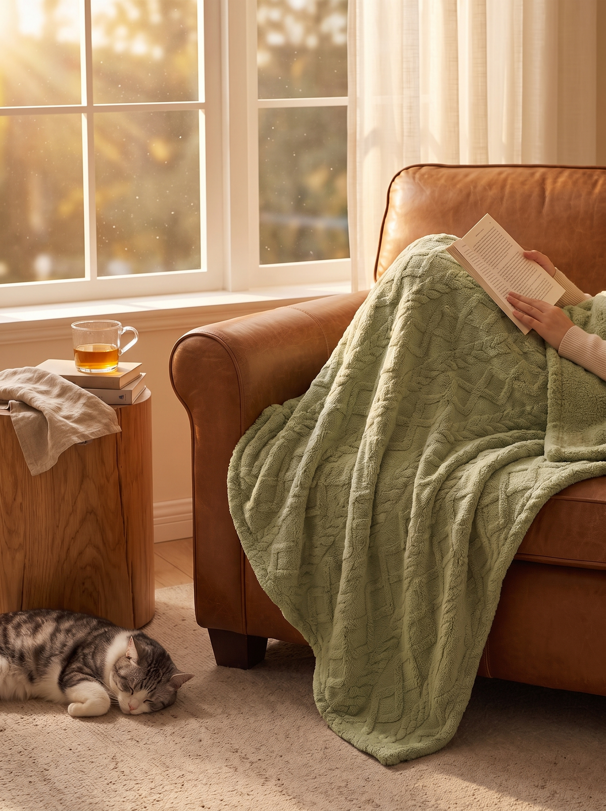 Solara Quilted Fleece Soft Throw Blanket lifestyle image 2