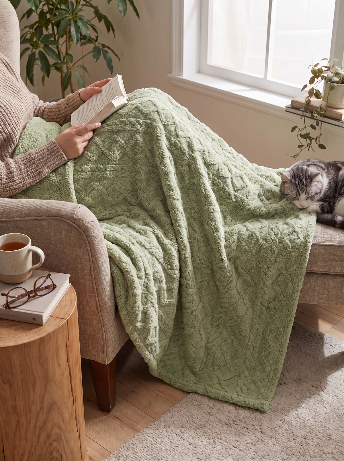 Solara Quilted Fleece Soft Throw Blanket lifestyle image 3