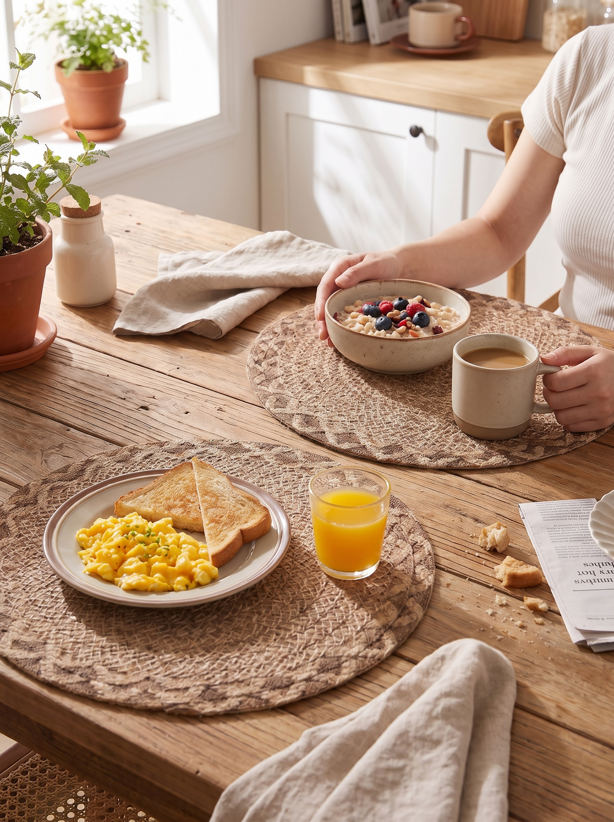 Kestrel Round Jute Woven Placemats, Natural Fiber lifestyle image 3