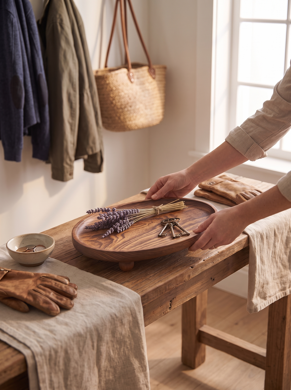 Ashby Wooden Pedestal Catchall Tray, Round lifestyle image 3