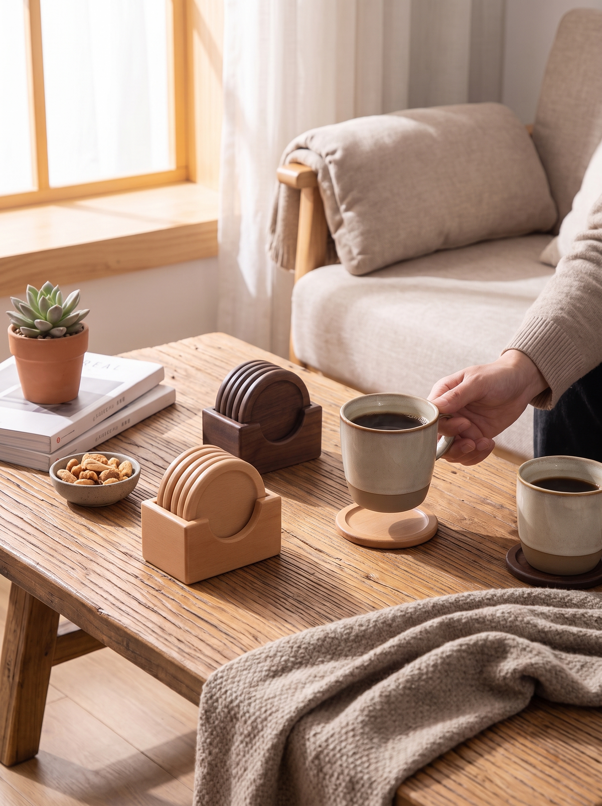 Ashford Wooden Coaster 6-Piece Set with Holder lifestyle image 3