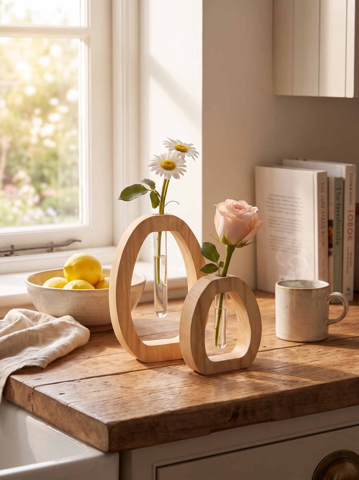 Vidal Oval Wood Hydroponic Bud Vase, 2-Piece Set lifestyle image 2