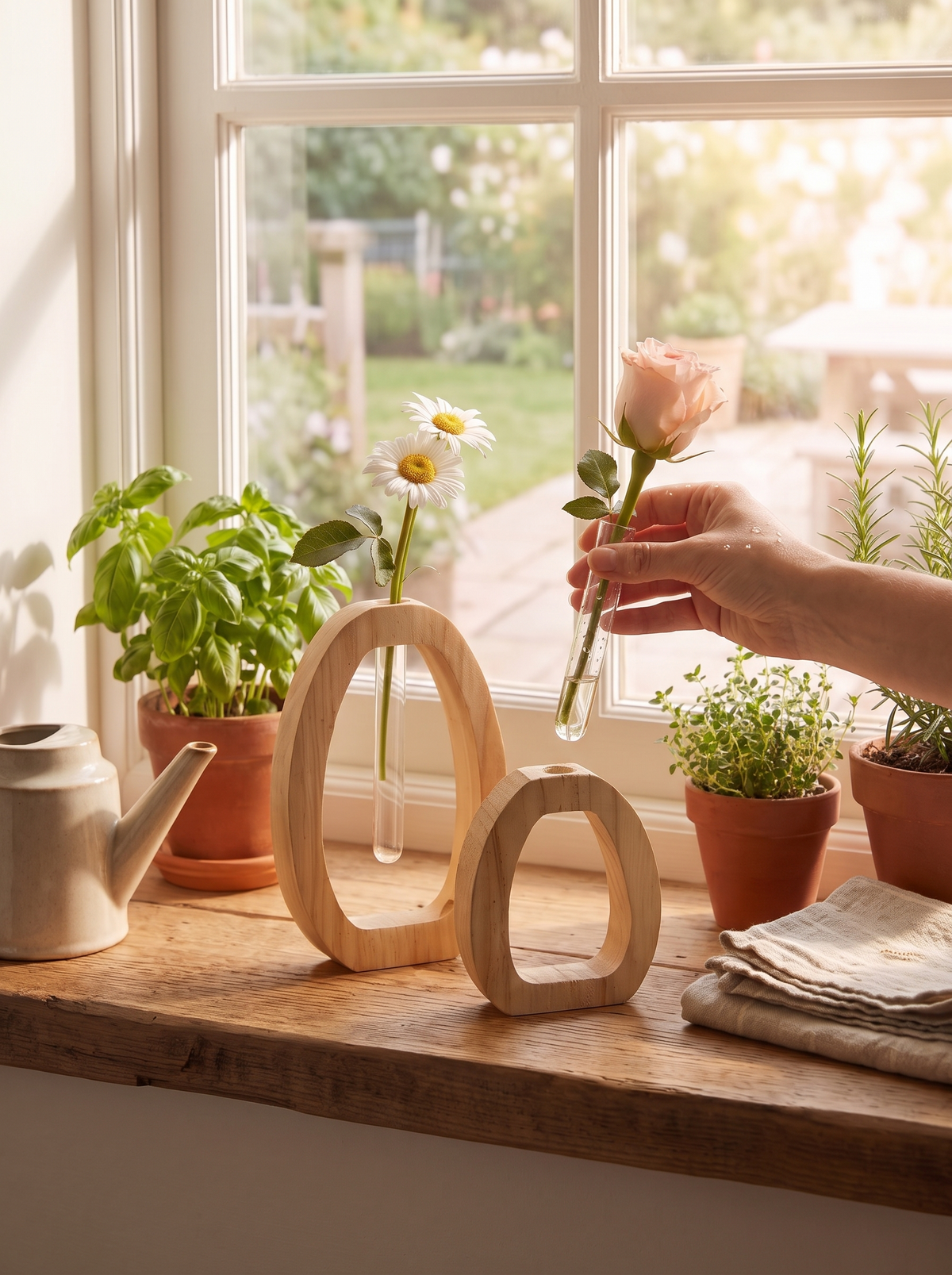 Vidal Oval Wood Hydroponic Bud Vase, 2-Piece Set lifestyle image 3