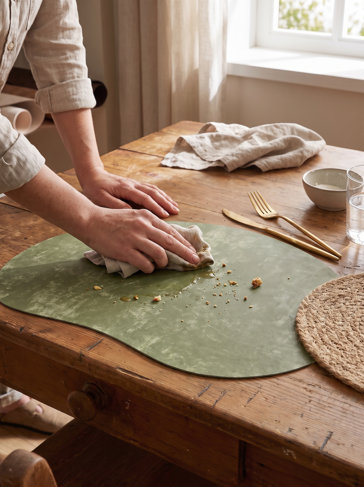 Larkspur Cashew Shaped Leather Placemats lifestyle image 2