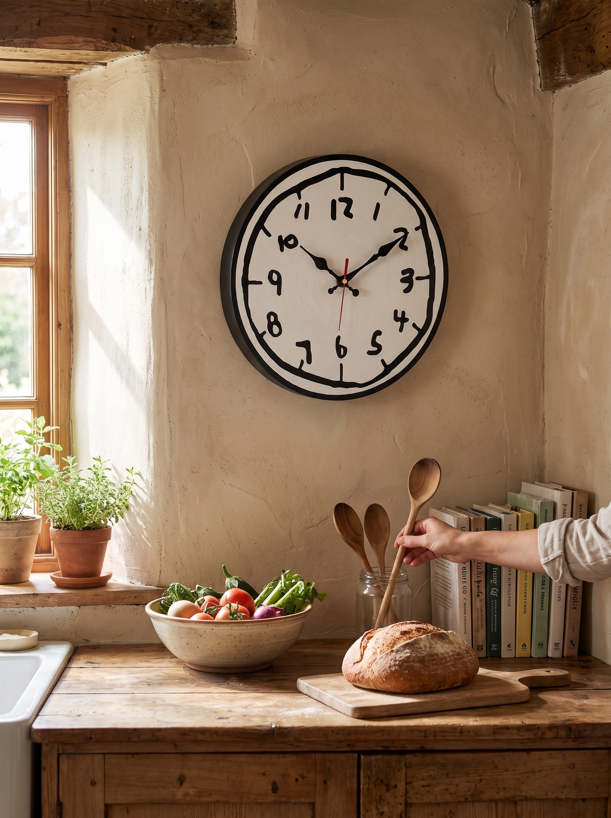 Doodle Time Wall Clock, Hand-Drawn Style Face lifestyle image 1